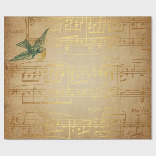 Golden Song Music Matt Wrapping Paper Geschenkpapier (Flach)