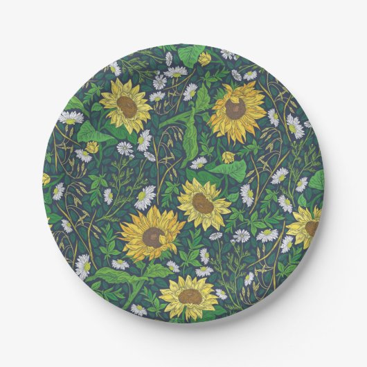 Golden Sonnenblumen Garden Art Paper Teller 7" (Vorderseite)