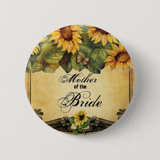 Golden Sonnenblumen Mutter des Bride Button (Vorderseite)