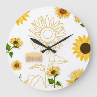 Golden Soul - Collage de Girasoles Estética Vintag Große Wanduhr