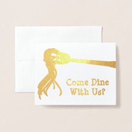 Golden Spaghetti Fork - Custom Dinner Einladung