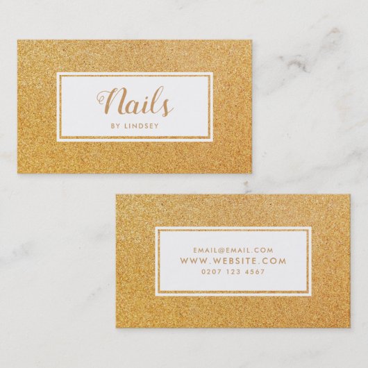 Golden Sparkle Glitzer Nail Artist Visitenkarte (Vorne/Hinten)