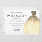 Golden Sparkle Mermaid Dress Sweet 16 Party Einladung (Rückseite)