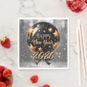 Golden Sparkle New Year Balloon with 2026 Glow Serviette (Beispiel)