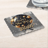 Golden Sparkle New Year Balloon with 2026 Glow Untersetzer (angewinkelt)