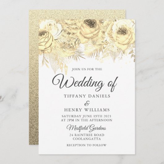 Golden Sparkle Parco Tassino Einladung (Vorne/Hinten)