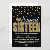 Golden Sparkle Sweet 16 Party Einladungen (Vorne/Hinten)