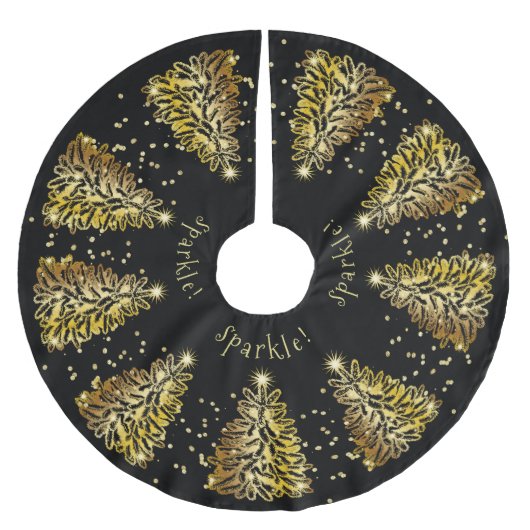 Golden Sparkle Weihnachtsbaumrock Polyester Weihnachtsbaumdecke (Vorderseite)
