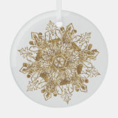 Golden Sparkling Snowflake Weihnachtsglas Ornament Aus Glas (Vorderseite)