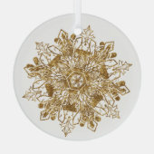 Golden Sparkling Snowflake Weihnachtsglas Ornament Aus Glas (Rückseite)