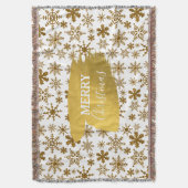 Golden Sparkling Snowflakes Frohe Weihnachten Decke (Vorderseite Vertikal)