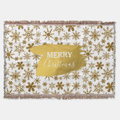 Golden Sparkling Snowflakes Frohe Weihnachten Decke (Vorderseite)
