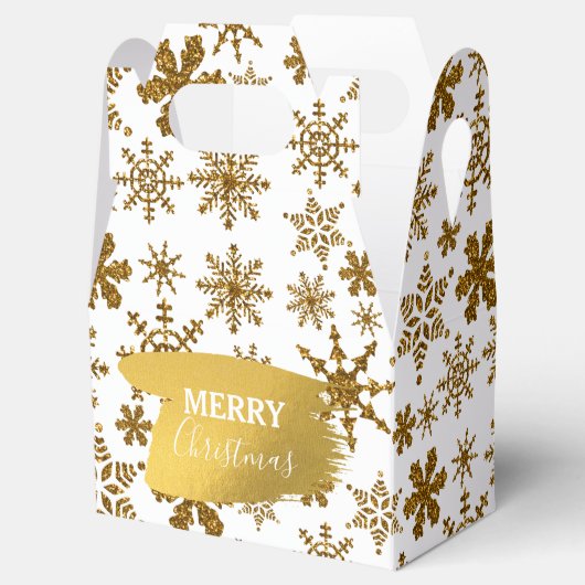 Golden Sparkling Snowflakes Frohe Weihnachten Geschenkschachtel (Geöffnet)