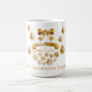 Golden Sparkling Snowflakes Frohe Weihnachten Kaffeetasse