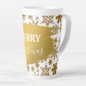 Golden Sparkling Snowflakes Frohe Weihnachten Milchtasse (Rechte Ecke)