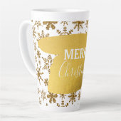 Golden Sparkling Snowflakes Frohe Weihnachten Milchtasse (Linke Ecke)