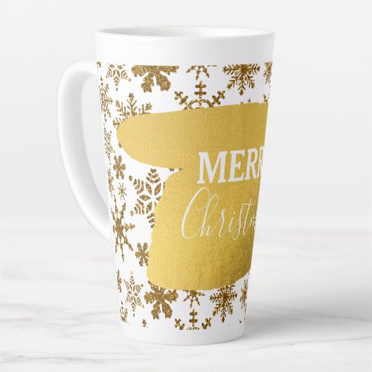 Golden Sparkling Snowflakes Frohe Weihnachten Milchtasse (Linke Ecke)