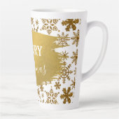 Golden Sparkling Snowflakes Frohe Weihnachten Milchtasse (Rechts)