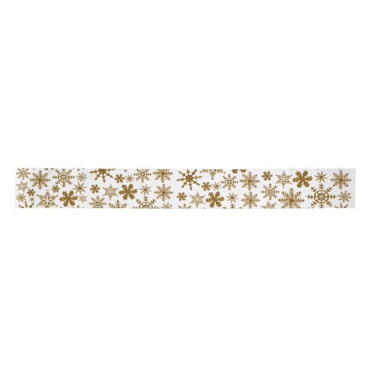 Golden Sparkling Snowflakes Frohe Weihnachten Satinband (Vorderseite)