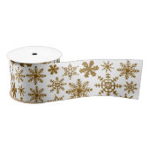 Golden Sparkling Snowflakes Frohe Weihnachten Satinband (Spule)