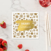 Golden Sparkling Snowflakes Frohe Weihnachten Serviette (Beispiel)