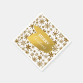 Golden Sparkling Snowflakes Frohe Weihnachten Serviette (Ecke)