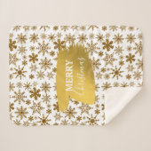 Golden Sparkling Snowflakes Frohe Weihnachten Sherpadecke (Vorderseite (Horizontal))