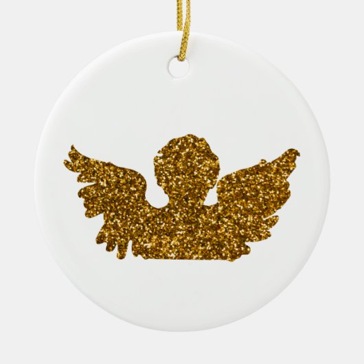 Golden Sparkling Weihnachtsgel Keramik Ornament (Vorne)