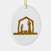 Golden Sparkling Weihnachtskrippen Keramik Ornament (Rechts)