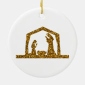 Golden Sparkling Weihnachtskrippen Keramik Ornament (Hinten)