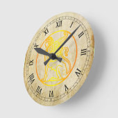 Golden Sphinx Runde Wanduhr (Winkel)