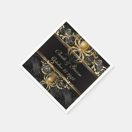 Golden Spider Paper Party Napkins Serviette (Ecke)
