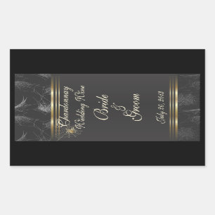 Golden Spiders Elegante Hochzeitweilige Wine Label Rechteckiger Aufkleber