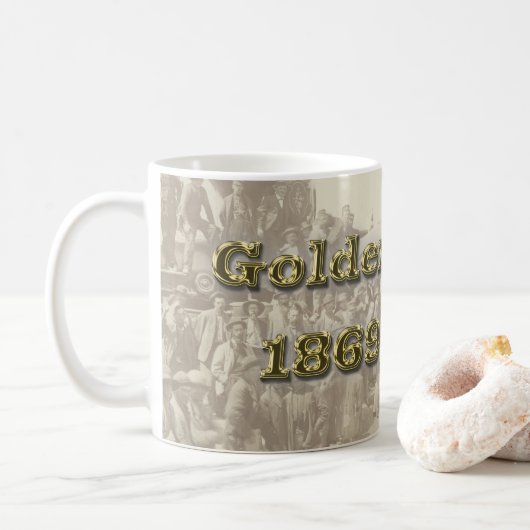 Golden Spike Transcontinental Eisenbahn Sesquincen Kaffeetasse (Mit Donut)