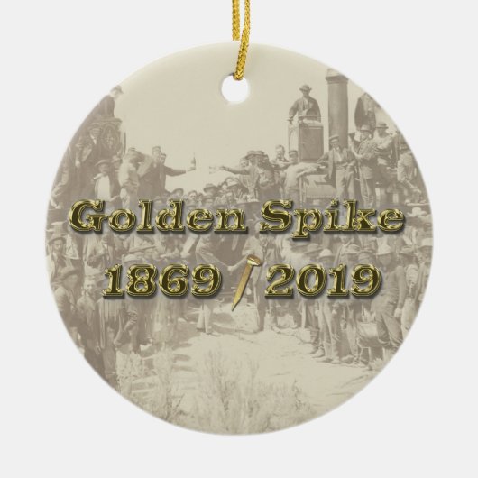 Golden Spike Transcontinental Eisenbahn Sesquincen Keramik Ornament (Vorne)