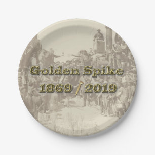 Golden Spike Transcontinental Eisenbahn Sesquincen Pappteller