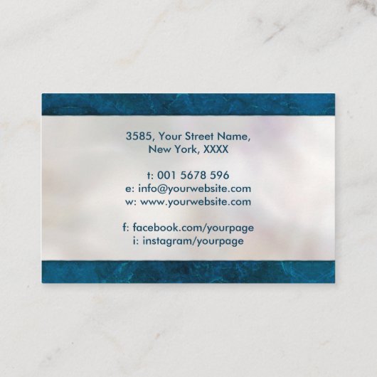 Golden Spiral - Aqua Blauer Marmor und Perle Visitenkarte (Rückseite)