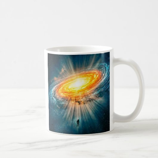 Golden Spiral Galaxy Astronaut Sci-Fi Deep Space Kaffeetasse (Rechts)