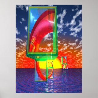 Golden Spiral Sunset Sailing Poster