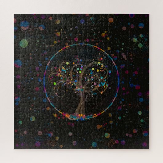 Golden Spiral Tree Color Paint Spritzer #1 Puzzle (Vertikal)