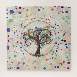 Golden Spiral Tree Color Paint Spritzer # Puzzle