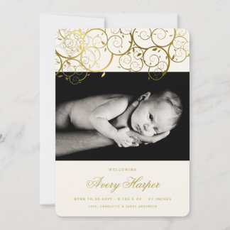 Golden Spirals New Baby Foto Geburtserklärung Ankündigung