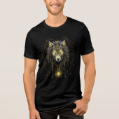 Golden Spirit Wolf – Sacred Geometry Art Tri-Blend Shirt (Vorderseite)