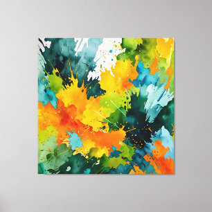 Golden Splash & Emerald Waves Leinwanddruck