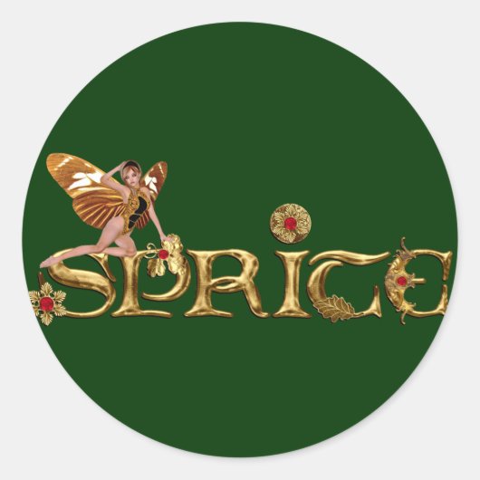 Golden Sprite Fairy Runder Aufkleber (Vorderseite)
