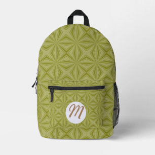 Golden Squiggly Squares Mit Monogramm Bedruckter Rucksack