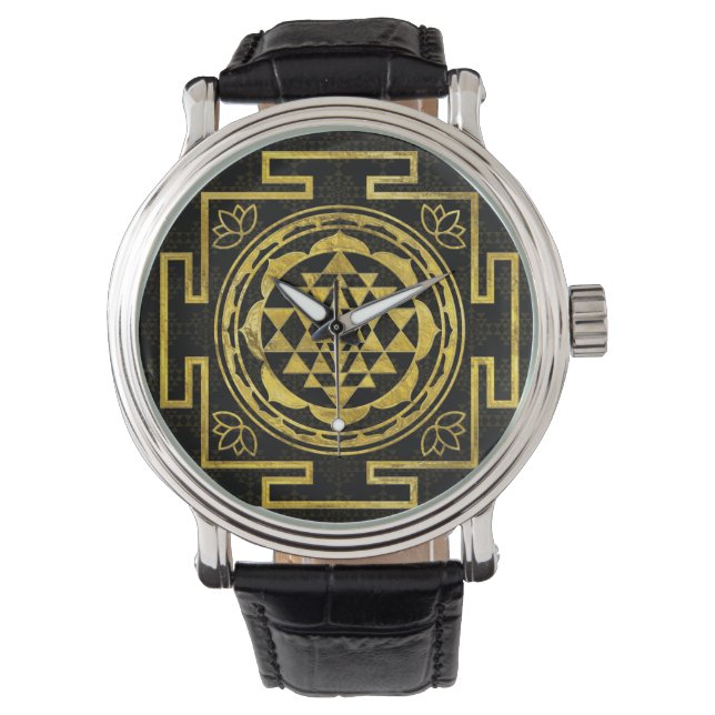 Golden Sri Yantra / Sri Chakra Armbanduhr (Vorderseite)