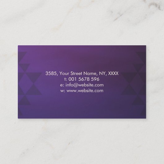 Golden Sri Yantra / Sri Chakra auf lila Visitenkarte (Rückseite)