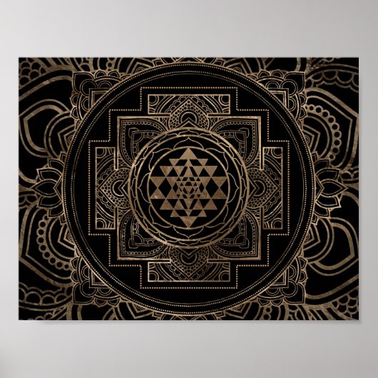 Golden Sri Yantra / Sri Chakra in Lotus Poster (Vorne)