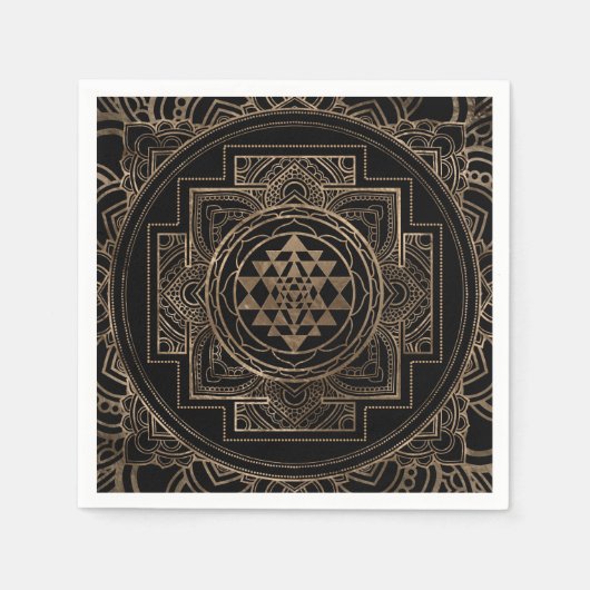 Golden Sri Yantra / Sri Chakra in Lotus Serviette (Vorderseite)